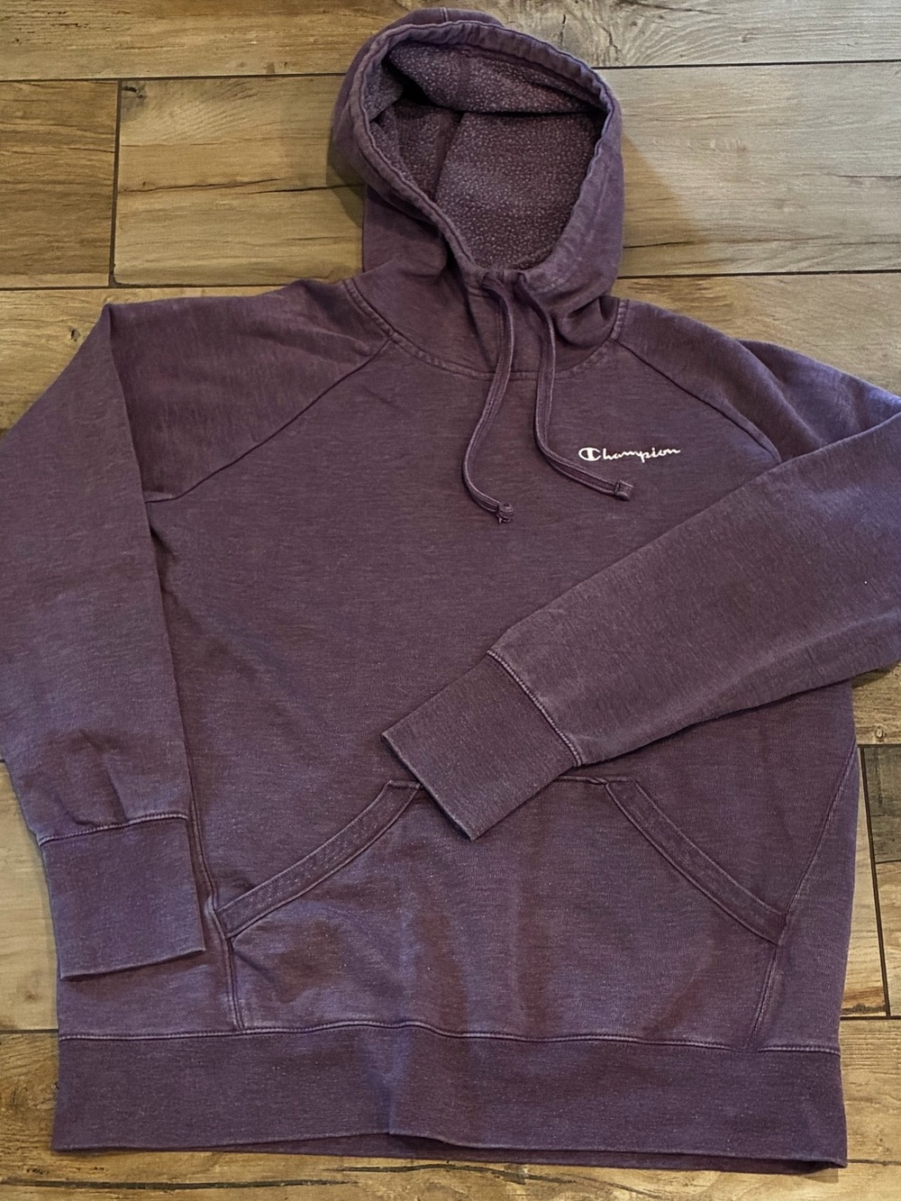 Champion Men's Hooded Pullover in Plum size Large